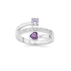 Prouds Rings>Sterling Silver Violet & Lavender Cubic Zirconia Heart Ring In Purple