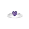 Prouds Rings>Sterling Silver Violet Cubic Zirconia Heart Ring In Purple