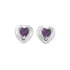 Prouds Earrings>Sterling Silver Violet Cubic Zirconia Framed Heart Studs In Purple