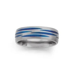 Prouds Rings>Titanium Blue Tiger Stripe Ring