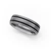 Prouds Rings>Titanium Double Black Band Wedder