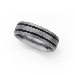 Prouds Rings>Titanium Double Black Band Wedder