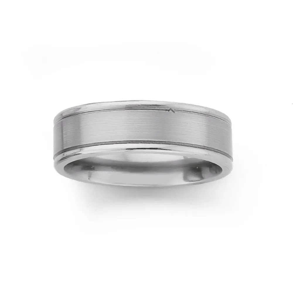 Prouds Rings>Titanium Flat With Rail Design Ring