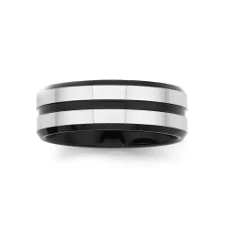Prouds Rings>Tungsten Carbide & Fine Black Line Ring