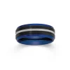 Prouds Rings>Tungsten Carbide Black With Blue Bevel Edges And Silver Line Ring