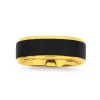 Prouds Rings>Tungsten Carbide Matte & Yellow Gold Plate Edges Ring