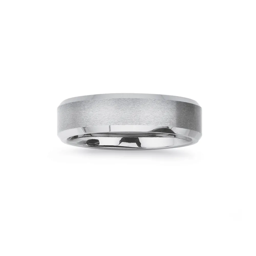 Prouds Rings>Tungsten Carbide Matte Bevel Edge Ring