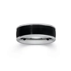 Prouds Rings>Tungsten Carbide Matte Black Centre Ring