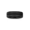 Prouds Rings>Tungsten Carbide Matte Black & Double Silver Lines Ring