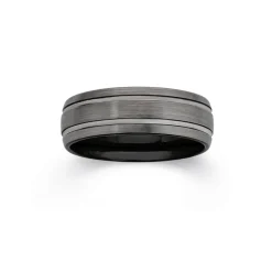Prouds Rings>Tungsten Carbide Matte With Double Lines Ring