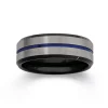 Prouds Rings>Tungsten Carbide With A Blue Line Ring