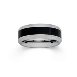 Prouds Rings>Tungsten Carbide With A Black Line Ring